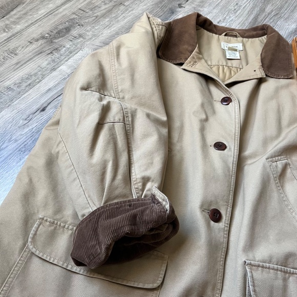 LL Bean Chore Barn Coat 3x Cotton With Thinsulate Lining Corduroy Collar Cuffs - Picture 11 of 13